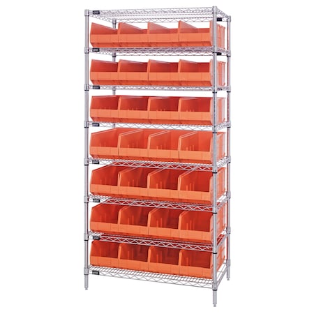 Quantum Storage Systems Stackable Shelf Bin Steel Shelving Systems WR8-463OR
